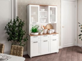 Буфет Катерини (дуб бельмунд/белое дерево) в Октябрьском - oktyabrskoe.mebel-nsk.ru | фото