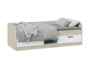 Кровать комбинированная «Оливер» Тип 1 401.003.000 (дуб крафт серый/белый/серо-голубой) в Октябрьском - oktyabrskoe.mebel-nsk.ru | фото