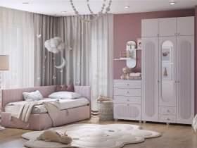 Модульная детская Милана (белое дерево/сакура) в Октябрьском - oktyabrskoe.mebel-nsk.ru | фото
