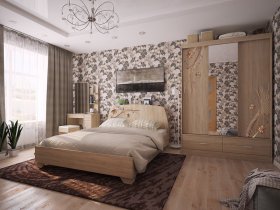 Модульная спальня Виктория-1 (дуб сонома) в Октябрьском - oktyabrskoe.mebel-nsk.ru | фото