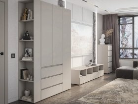 Модульная стенка Люмо (кашемир) в Октябрьском - oktyabrskoe.mebel-nsk.ru | фото