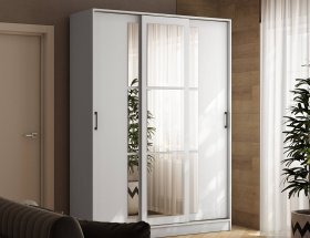 Шкаф-купе 1,6м «Стиль-2» (белый) в Октябрьском - oktyabrskoe.mebel-nsk.ru | фото