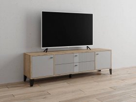 Тумба под ТВ Парус-10 (дуб крафт серый/серый) в Октябрьском - oktyabrskoe.mebel-nsk.ru | фото