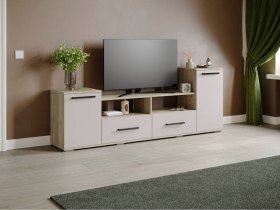 Тумба под ТВ Парус-2 (дуб крафт серый/кашемир) в Октябрьском - oktyabrskoe.mebel-nsk.ru | фото